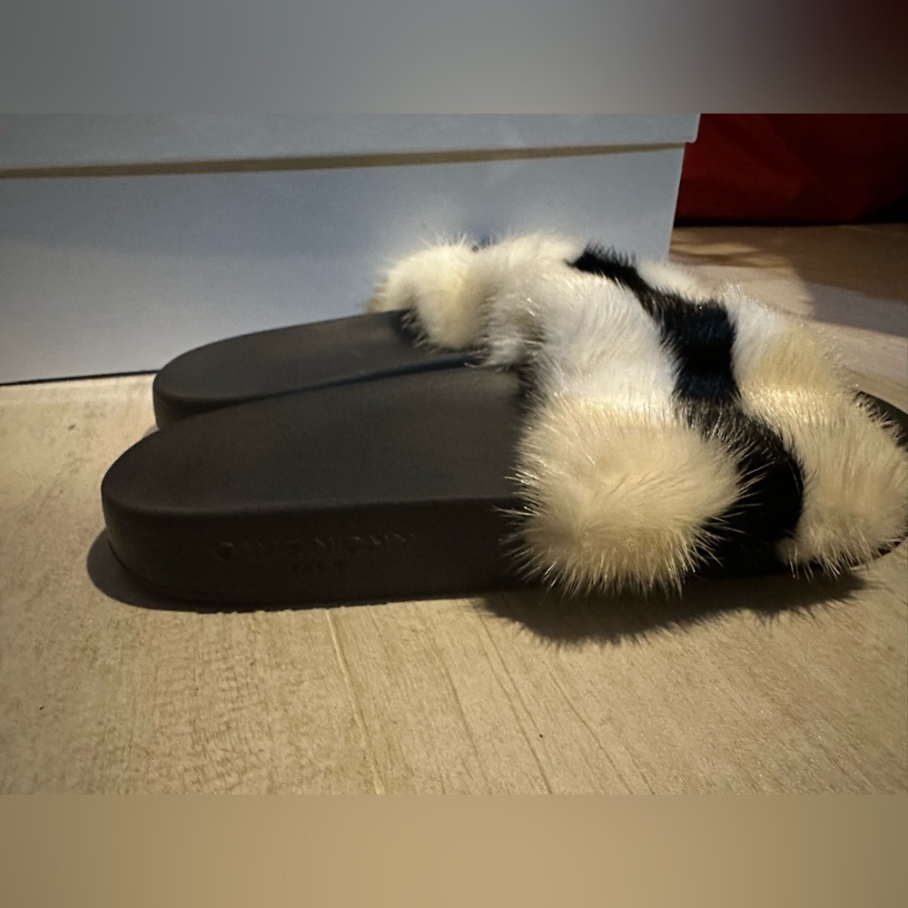 Givenchy Mink Black And White Slides Size 38 - image 5